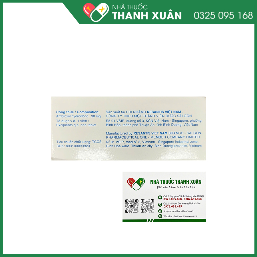 Ambroxol RVN thuốc giúp làm loãng và tống đờm trong các bệnh hô hấp có tăng tiết dịch